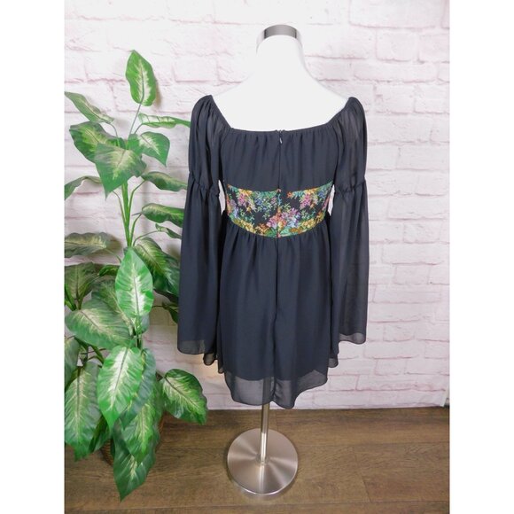 Cider Floral Corset Mini Dress M - Boho Off-Shoulder - Excellent - Picture 6 of 11